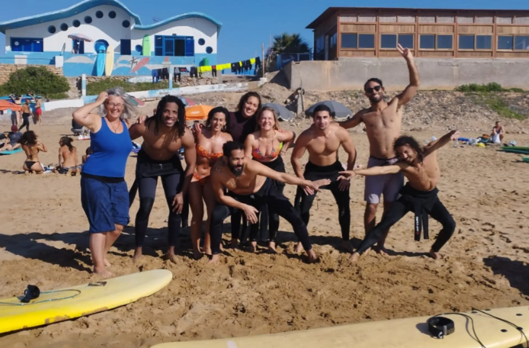 Small group surf coaching session near Tamraght and Taghazout Morocco